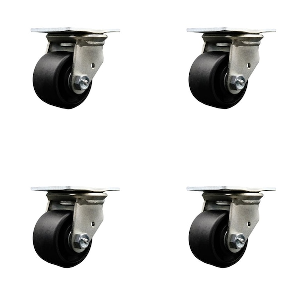 Service Caster Low Profile Glass Filled Nylon 3'' Wheel Top Plate Swivel Caster Set, 4PK SCC-04S3175-GFNR-4 - main